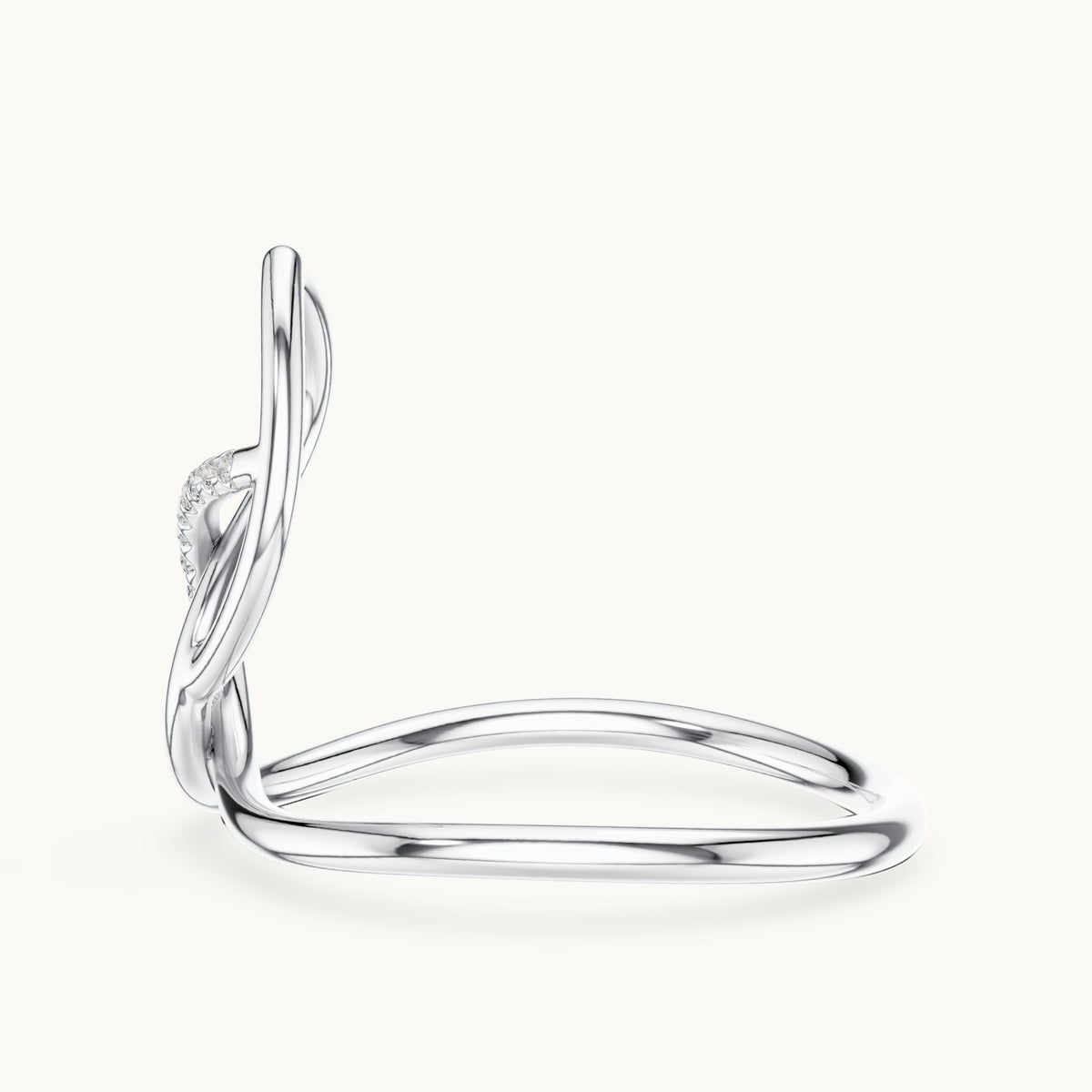 Round lab-grown diamond infinity loop ring in white gold, 0.043 CT TW, view 3