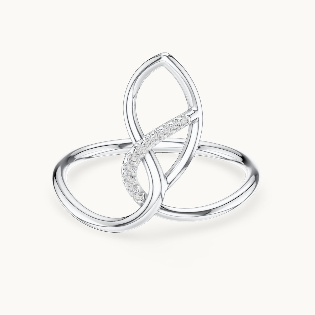 Round lab-grown diamond infinity loop ring in white gold, 0.043 CT TW, view 4