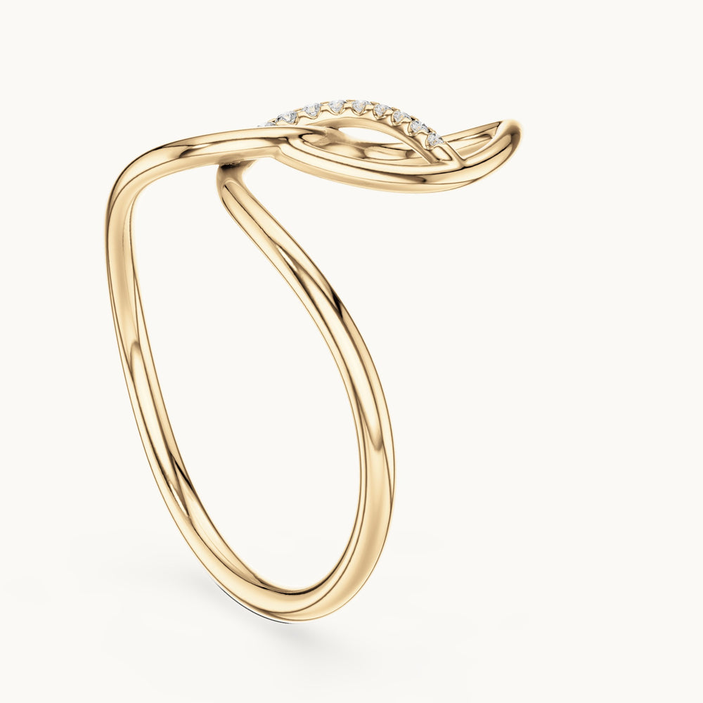 Round lab-grown diamond infinity loop ring in yellow gold, 0.043 CT TW, view 1