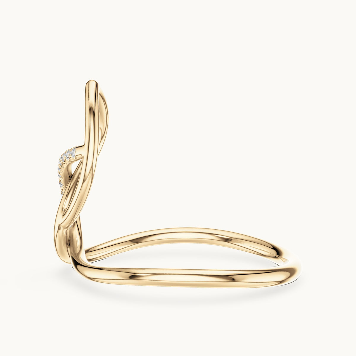Round lab-grown diamond infinity loop ring in yellow gold, 0.043 CT TW, view 3