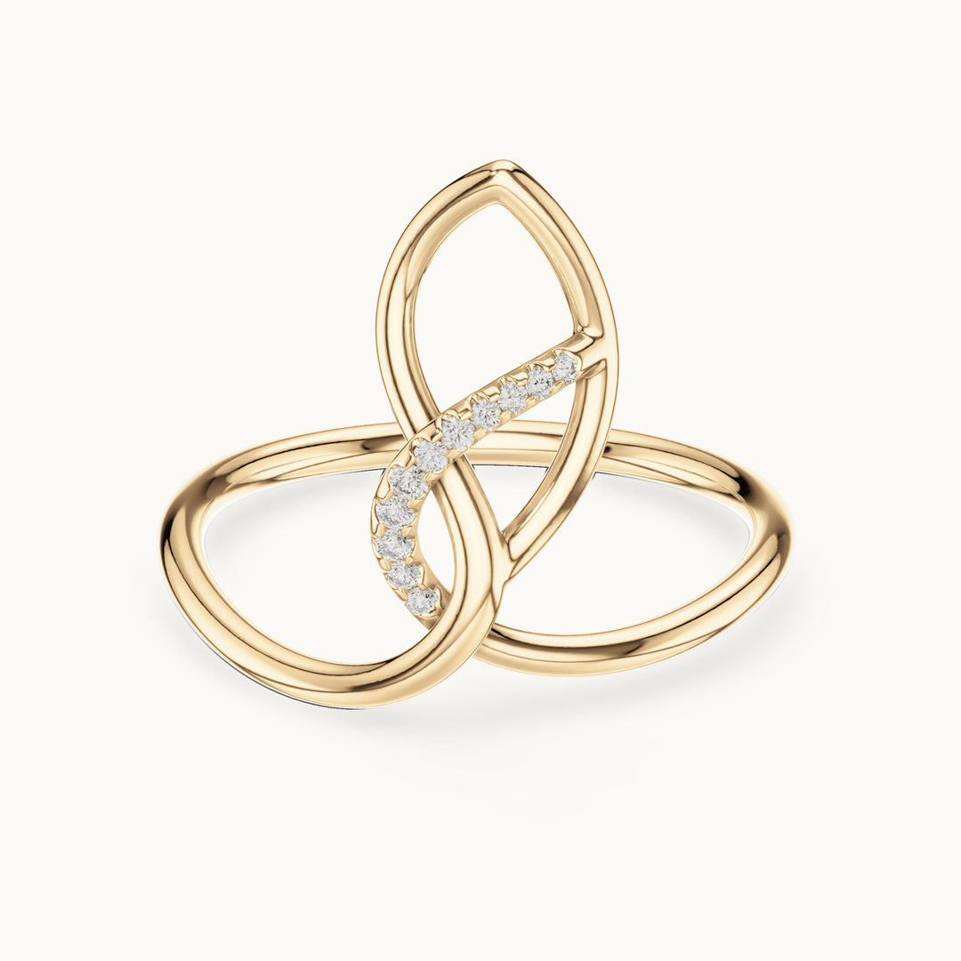 Round lab-grown diamond infinity loop ring in yellow gold, 0.043 CT TW, view 4