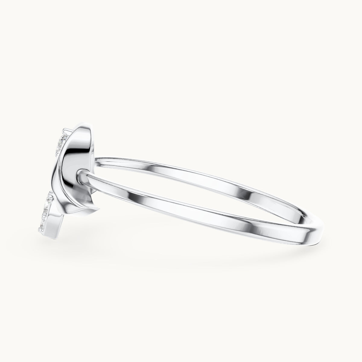 Round lab-grown diamond arch and drop three-stone ring in white gold, 0.04 CT TW, view 3