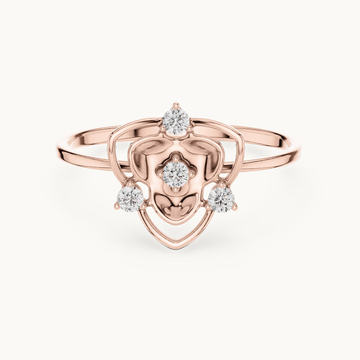 Round lab-grown diamond crown frame ring in rose gold, 0.08 CT TW, view 4