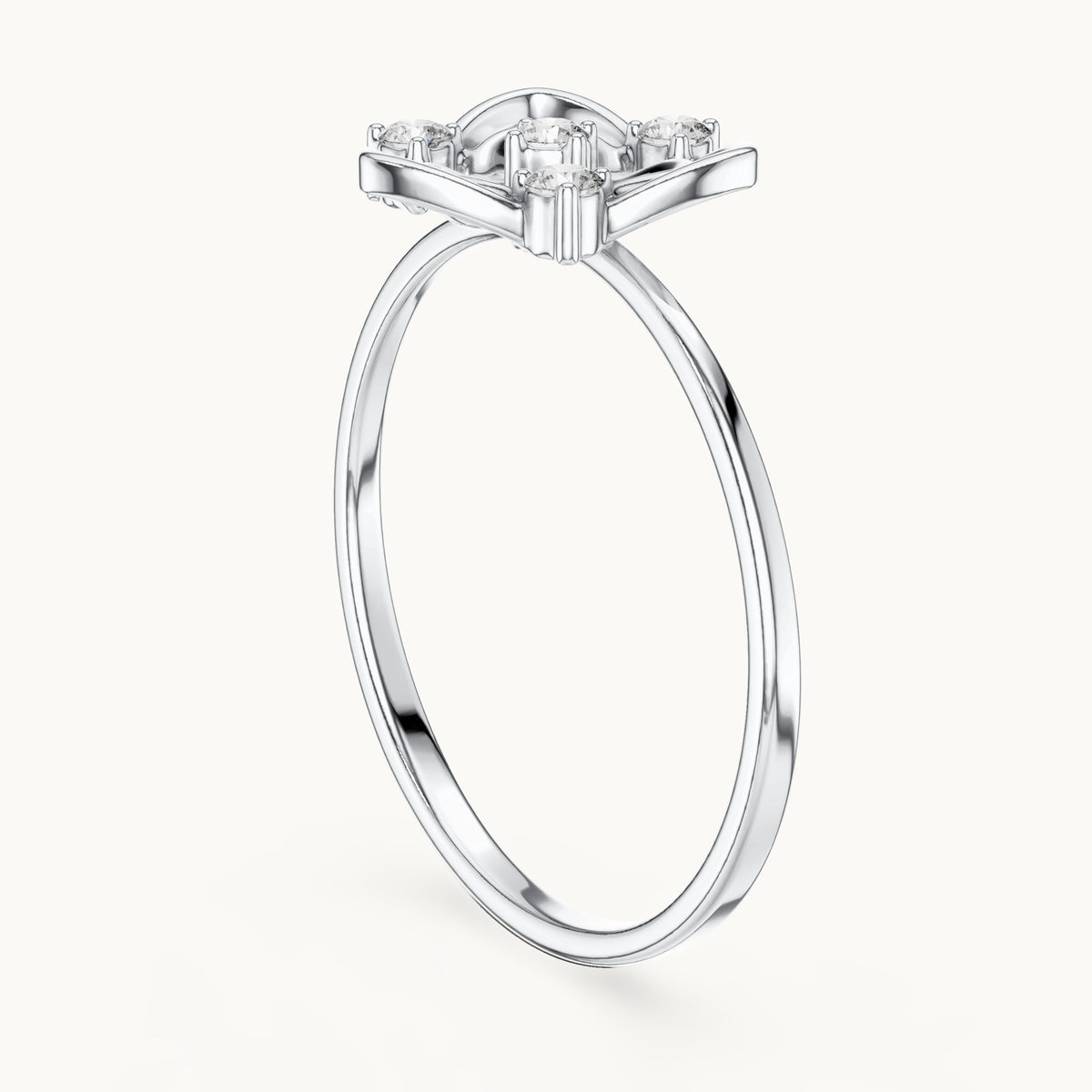 Round lab-grown diamond crown frame ring in white gold, 0.08 CT TW, view 1