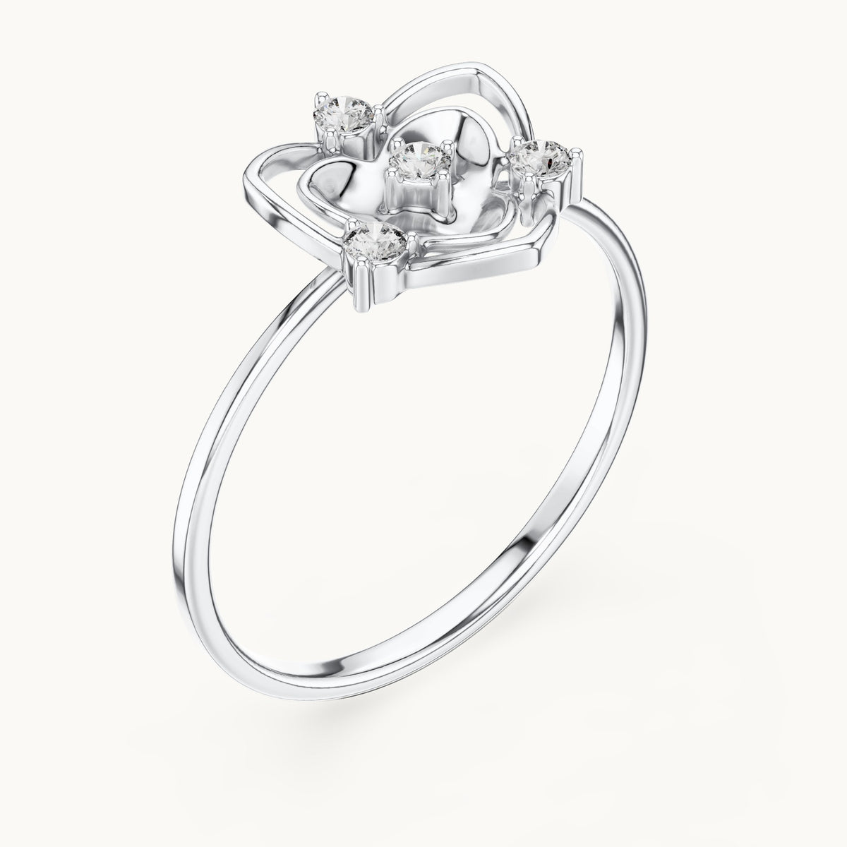 Round lab-grown diamond crown frame ring in white gold, 0.08 CT TW, view 2