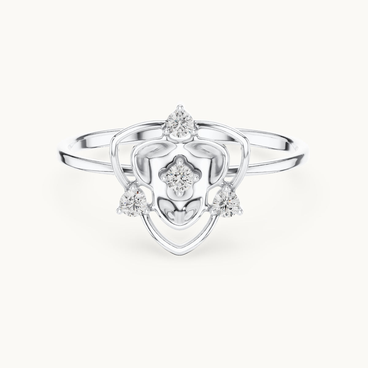 Round lab-grown diamond crown frame ring in white gold, 0.08 CT TW, view 4