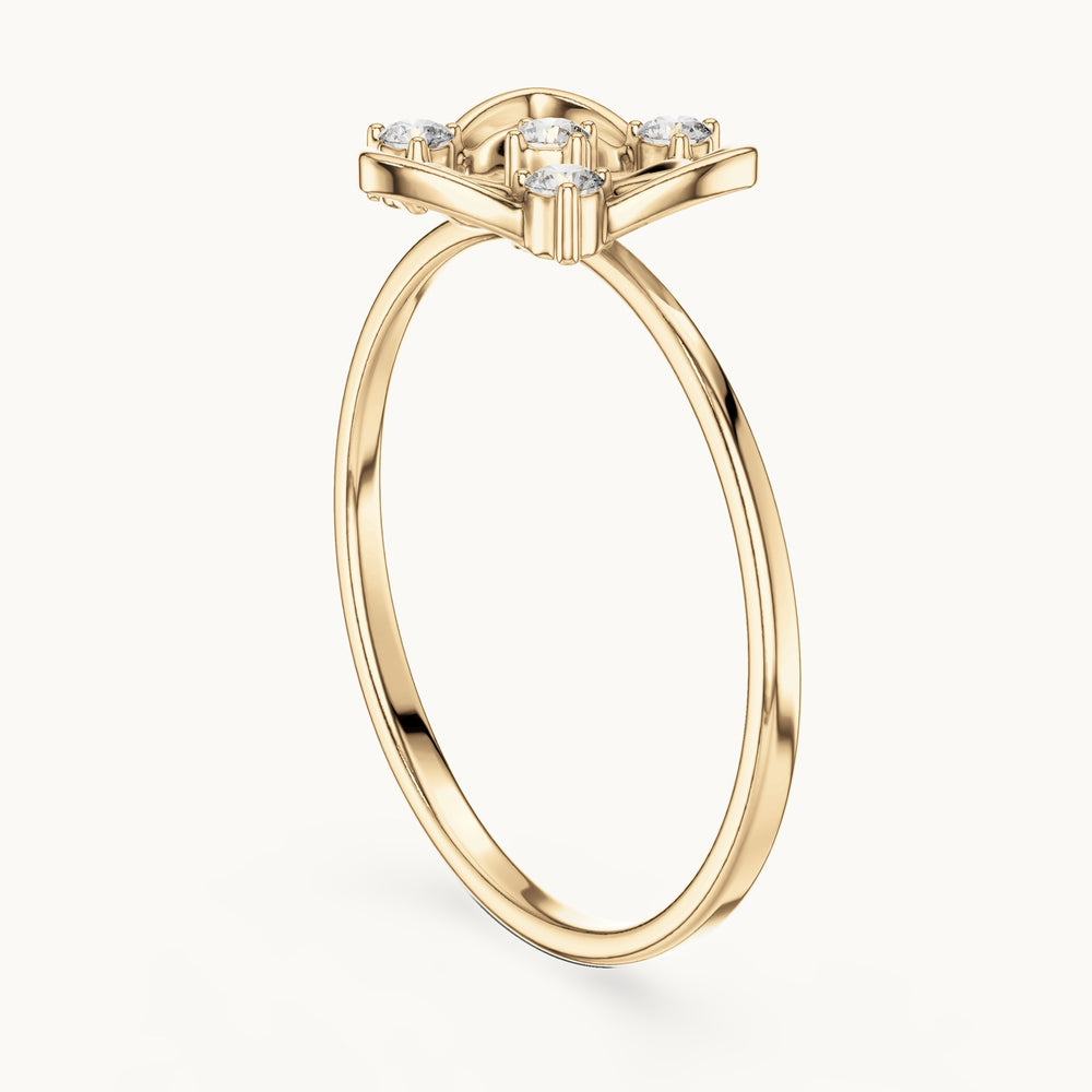 Round lab-grown diamond crown frame ring in yellow gold, 0.08 CT TW, view 1