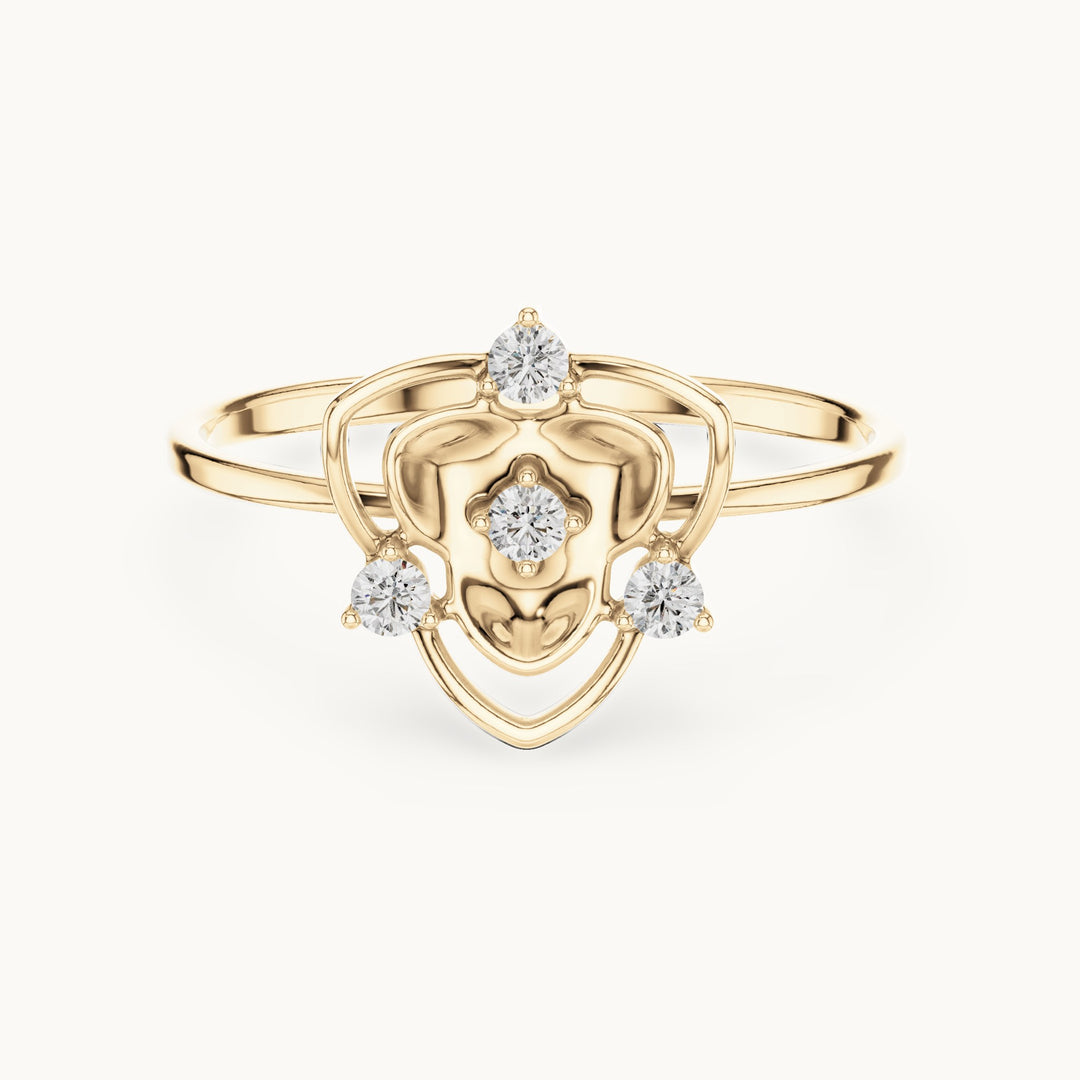 Round lab-grown diamond crown frame ring in yellow gold, 0.08 CT TW, view 4