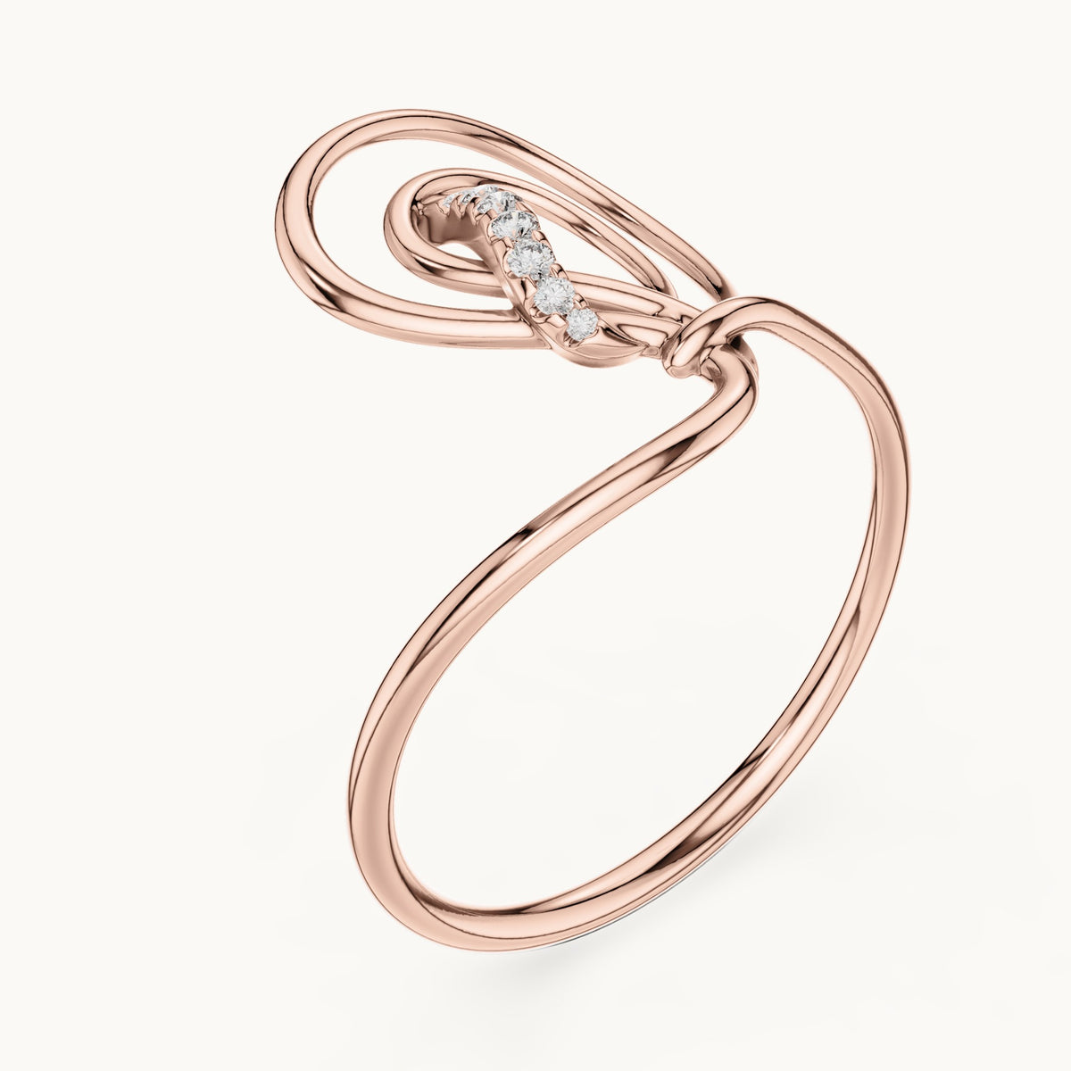 Round lab-grown diamond looping swirl ring in rose gold, 0.036 CT TW, view 2