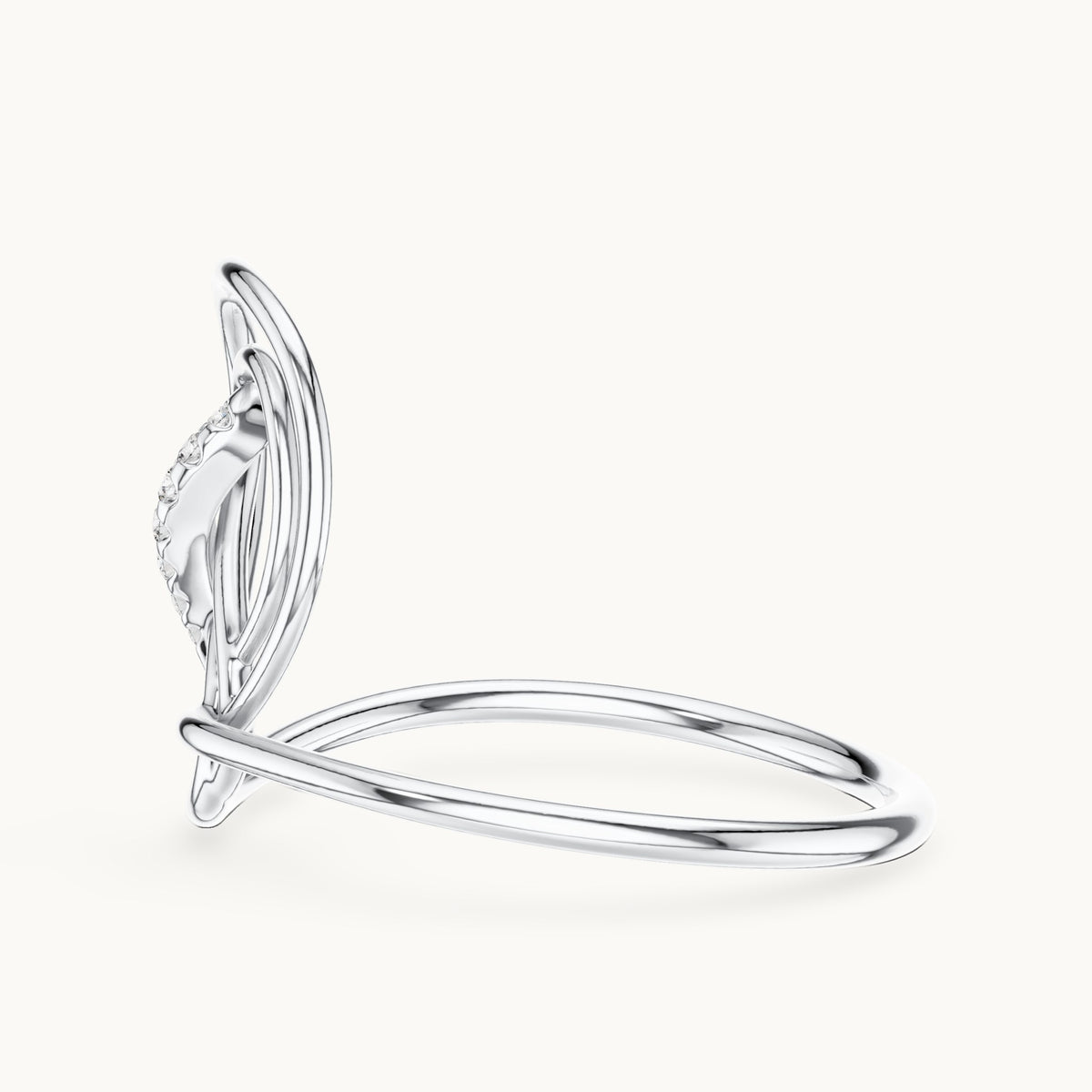 Round lab-grown diamond looping swirl ring in white gold, 0.036 CT TW, view 3