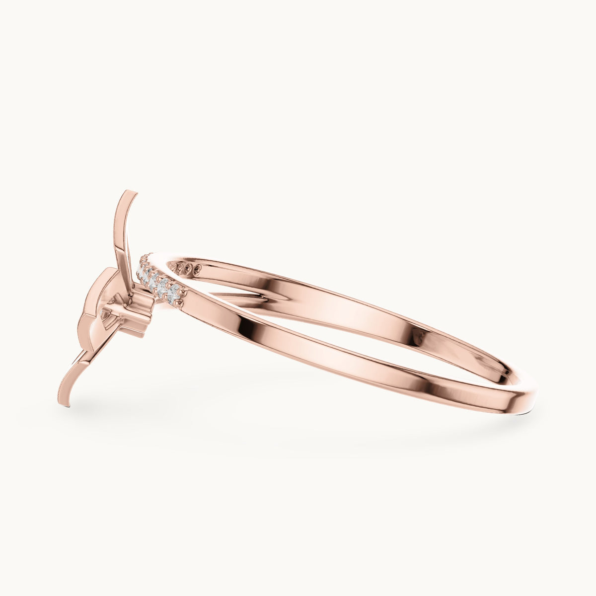 Round lab-grown diamond geometric kite ring in rose gold, 0.059 CT TW, view 3