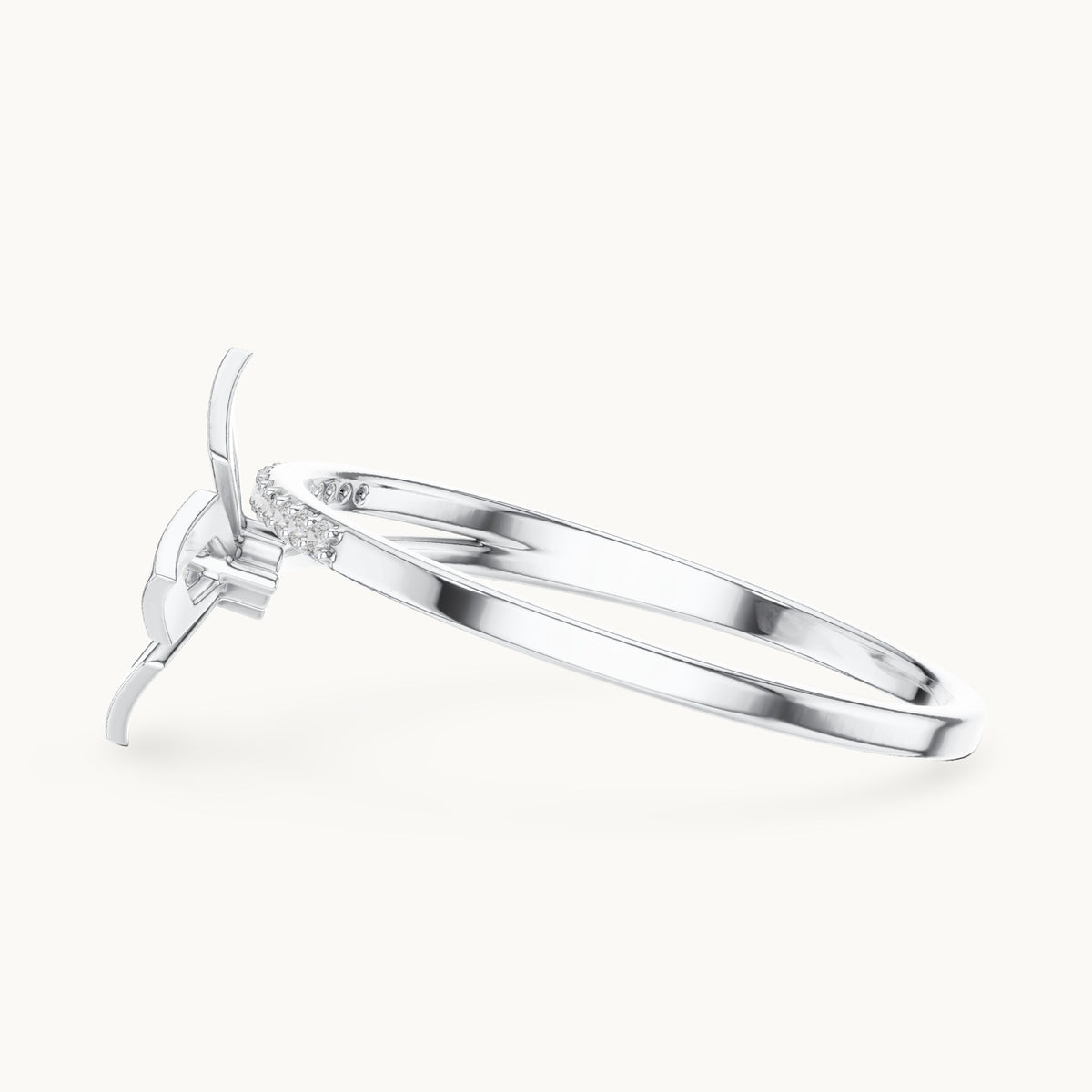 Round lab-grown diamond geometric kite ring in white gold, 0.059 CT TW, view 3
