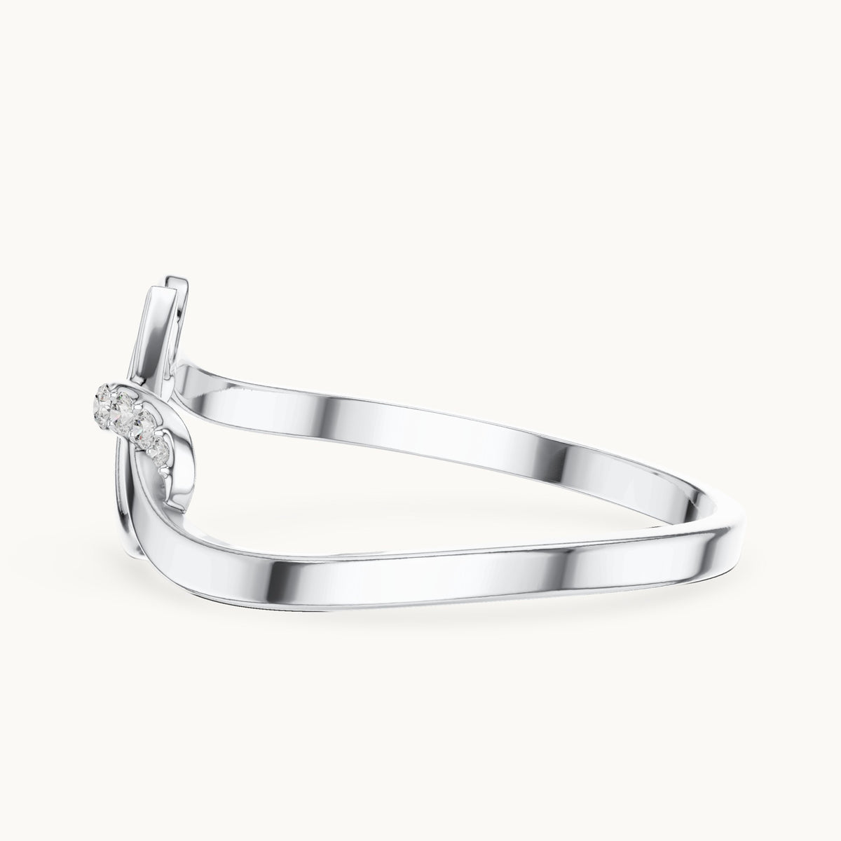 Round lab-grown diamond looping swoosh ring in white gold, 0.035 CT TW, view 3