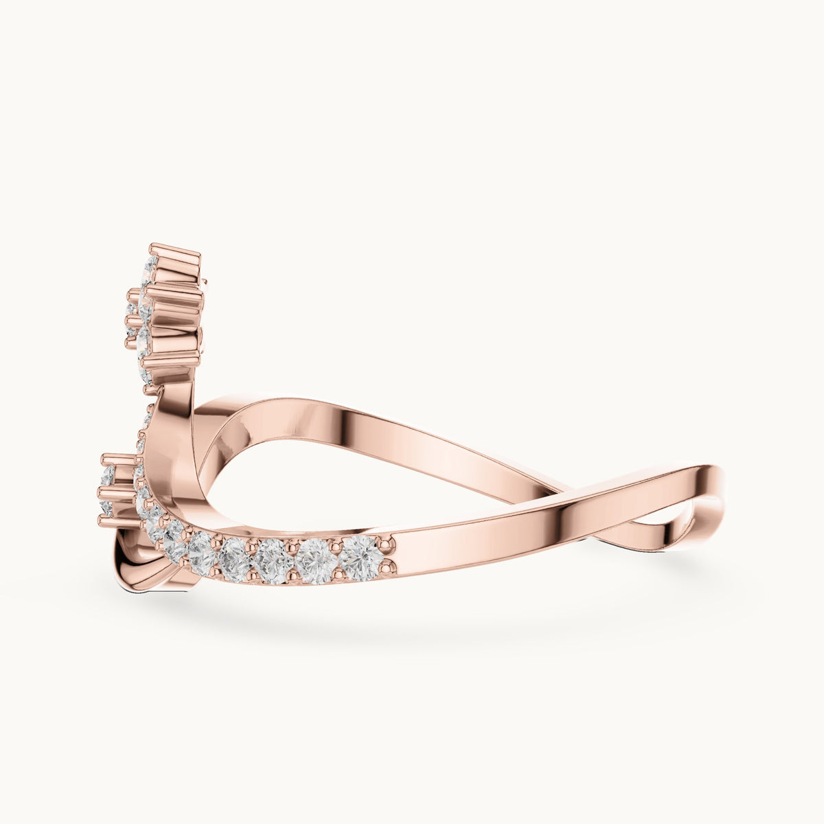 Round lab-grown diamond wave and star ring in rose gold, 0.21 CT TW, view 3