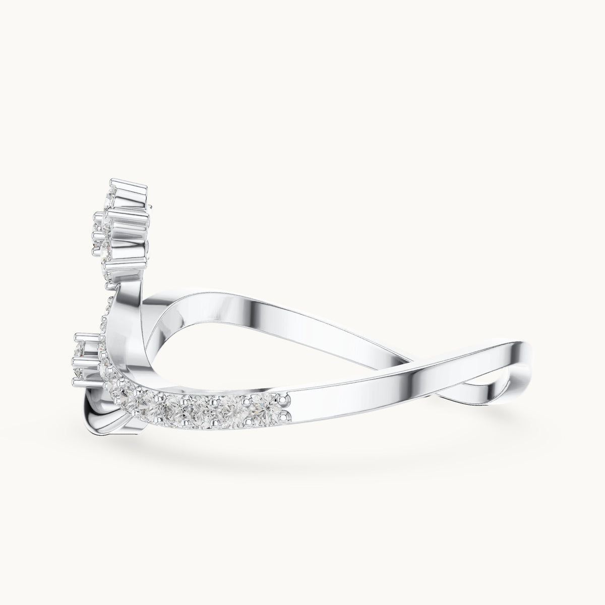 Round lab-grown diamond wave and star ring in white gold, 0.21 CT TW, view 3