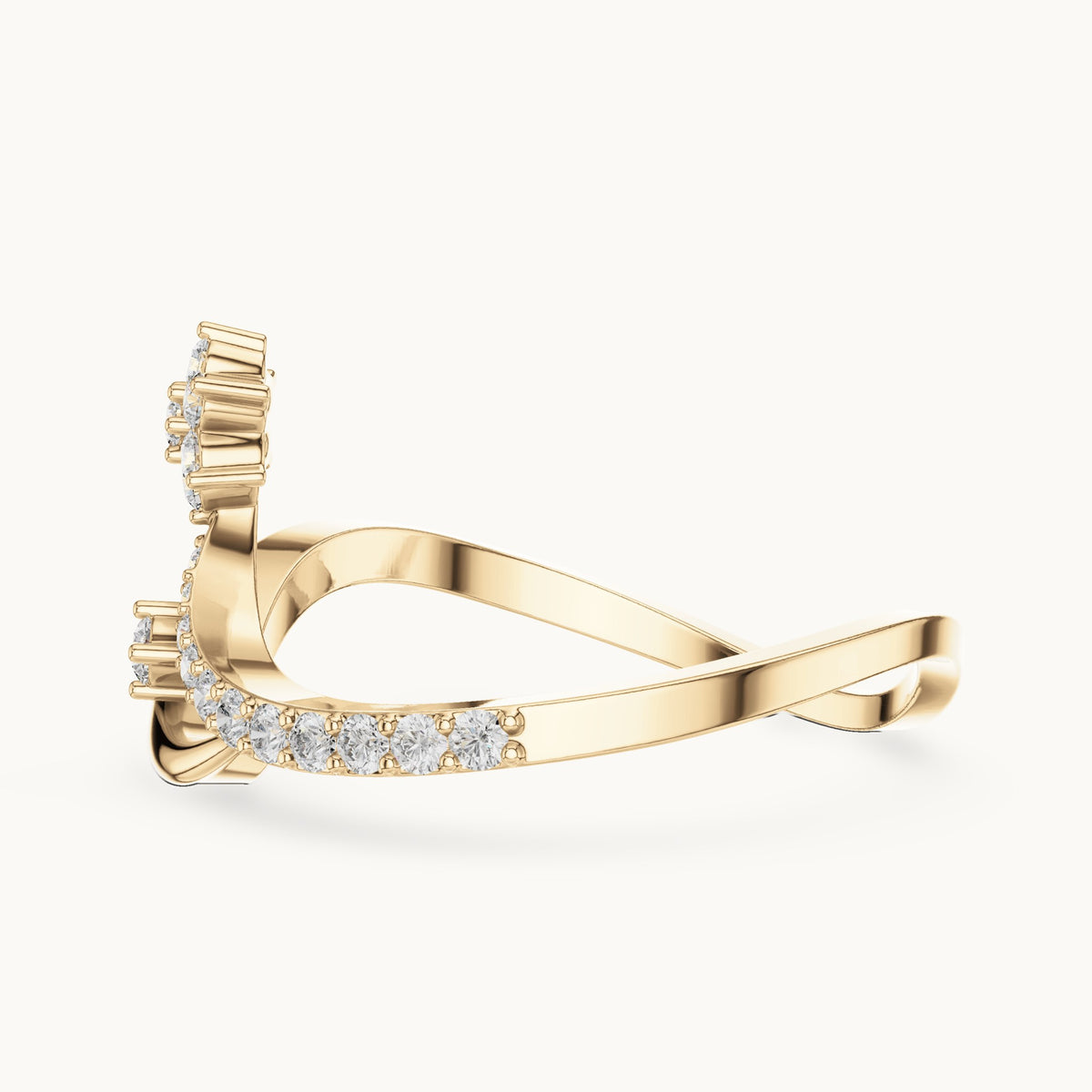 Round lab-grown diamond wave and star ring in yellow gold, 0.21 CT TW, view 3
