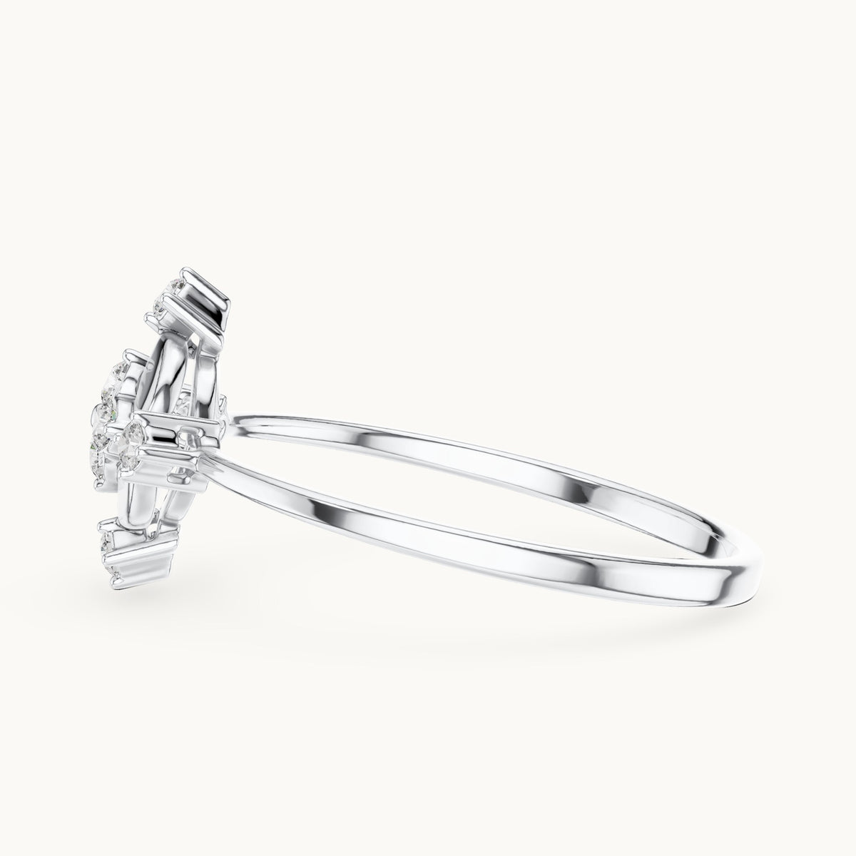 Round lab-grown diamond compass medallion ring in white gold, 0.108 CT TW, view 3