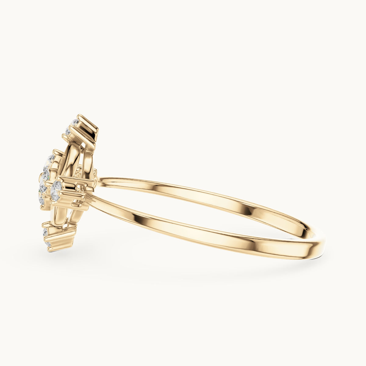 Round lab-grown diamond compass medallion ring in yellow gold, 0.108 CT TW, view 3