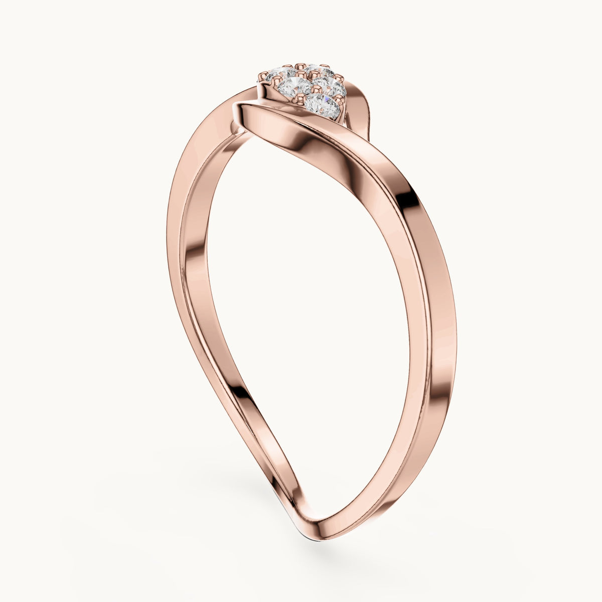 Round lab-grown diamond eye cluster wrap ring in rose gold, 0.096 CT TW, view 1