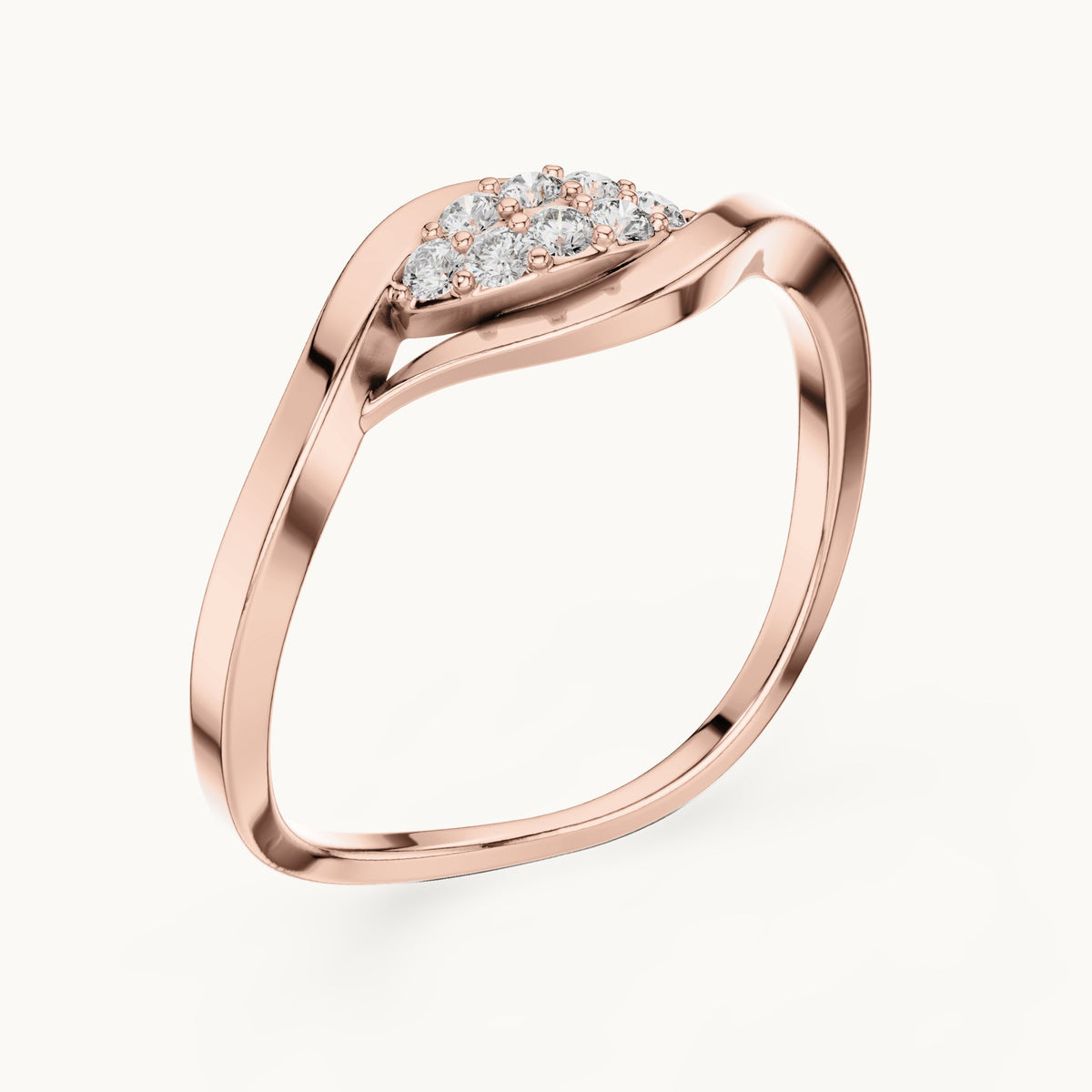 Round lab-grown diamond eye cluster wrap ring in rose gold, 0.096 CT TW, view 2