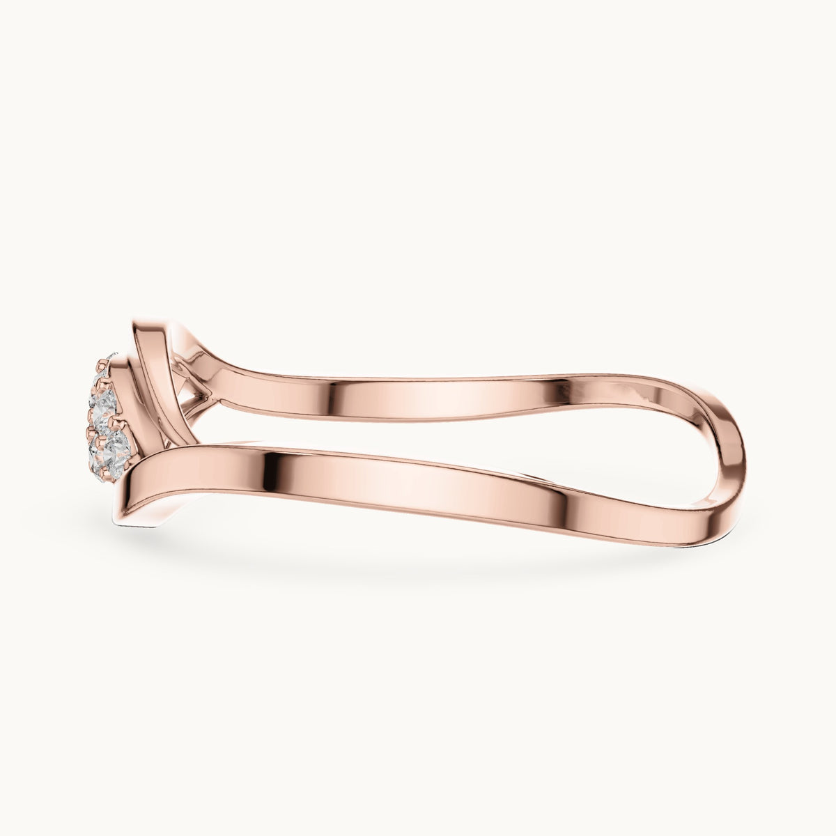 Round lab-grown diamond eye cluster wrap ring in rose gold, 0.096 CT TW, view 3