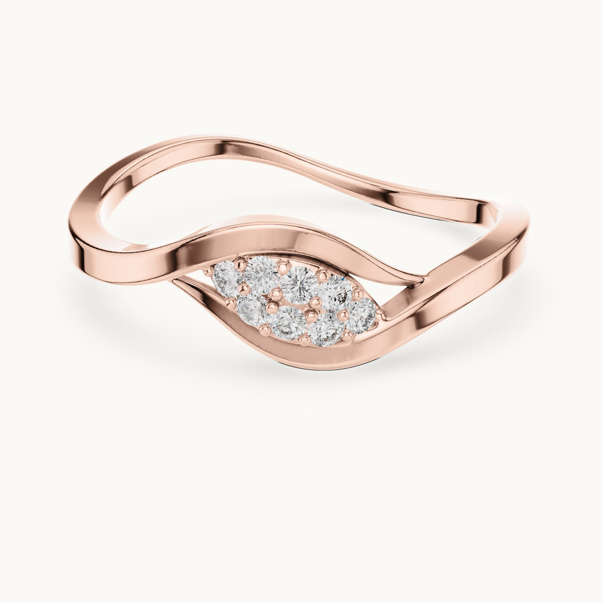 Round lab-grown diamond eye cluster wrap ring in rose gold, 0.096 CT TW, view 4