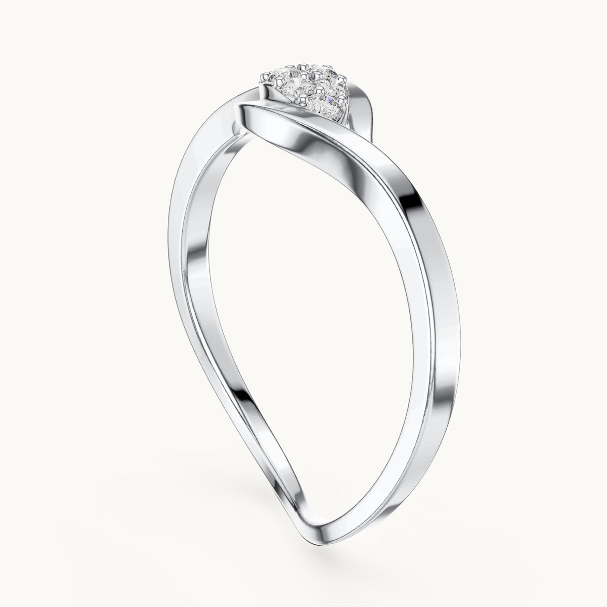 Round lab-grown diamond eye cluster wrap ring in white gold, 0.096 CT TW, view 1