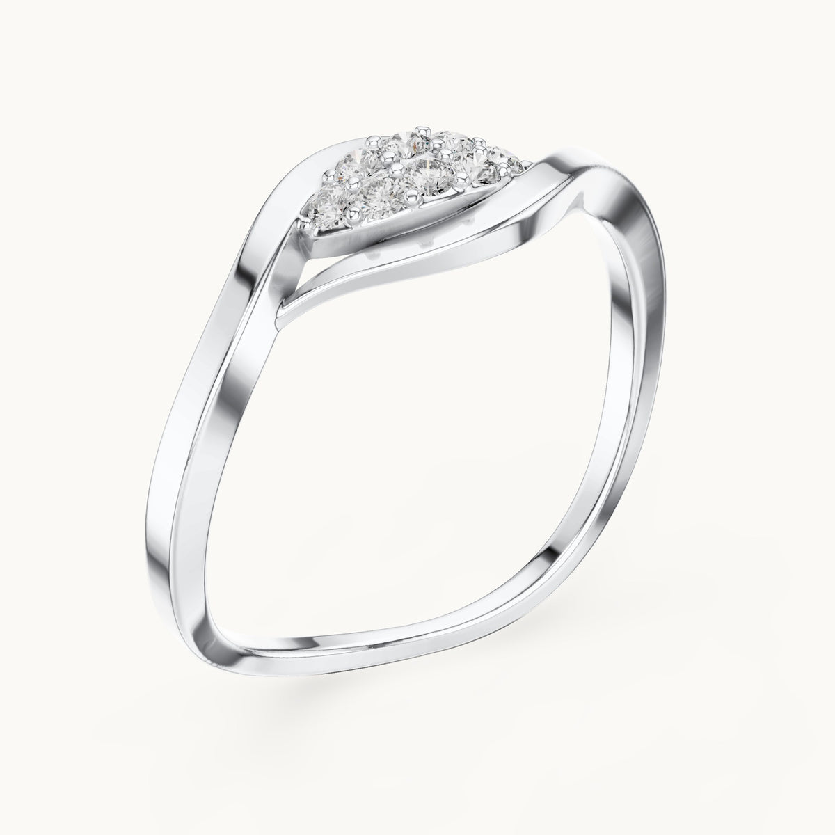 Round lab-grown diamond eye cluster wrap ring in white gold, 0.096 CT TW, view 2