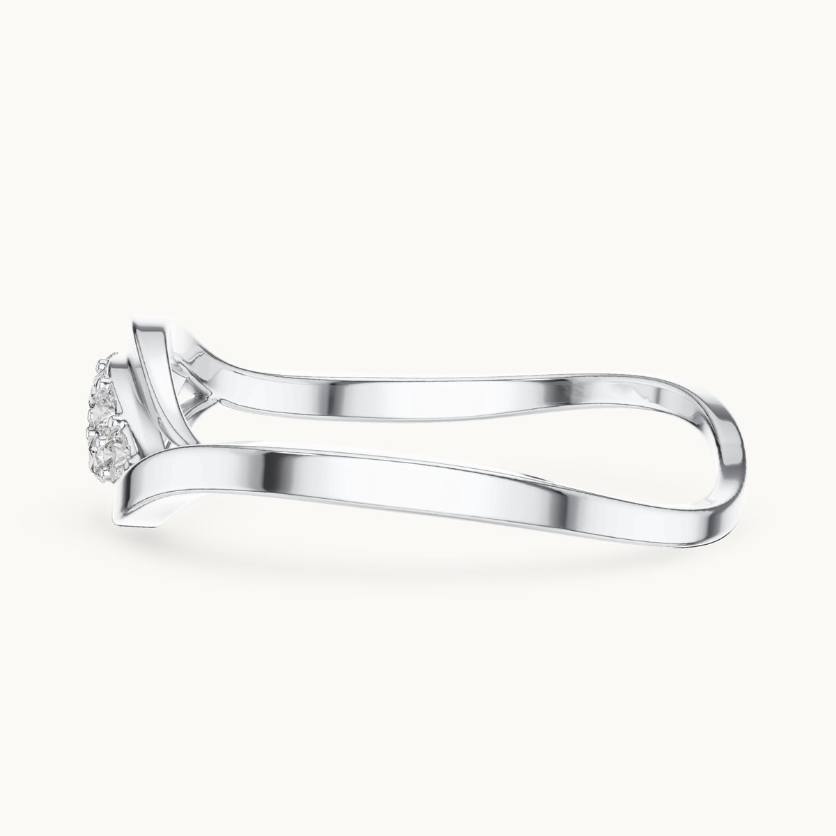 Round lab-grown diamond eye cluster wrap ring in white gold, 0.096 CT TW, view 3