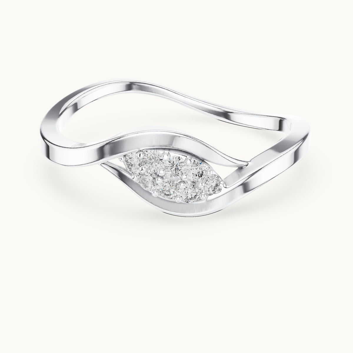 Round lab-grown diamond eye cluster wrap ring in white gold, 0.096 CT TW, view 4