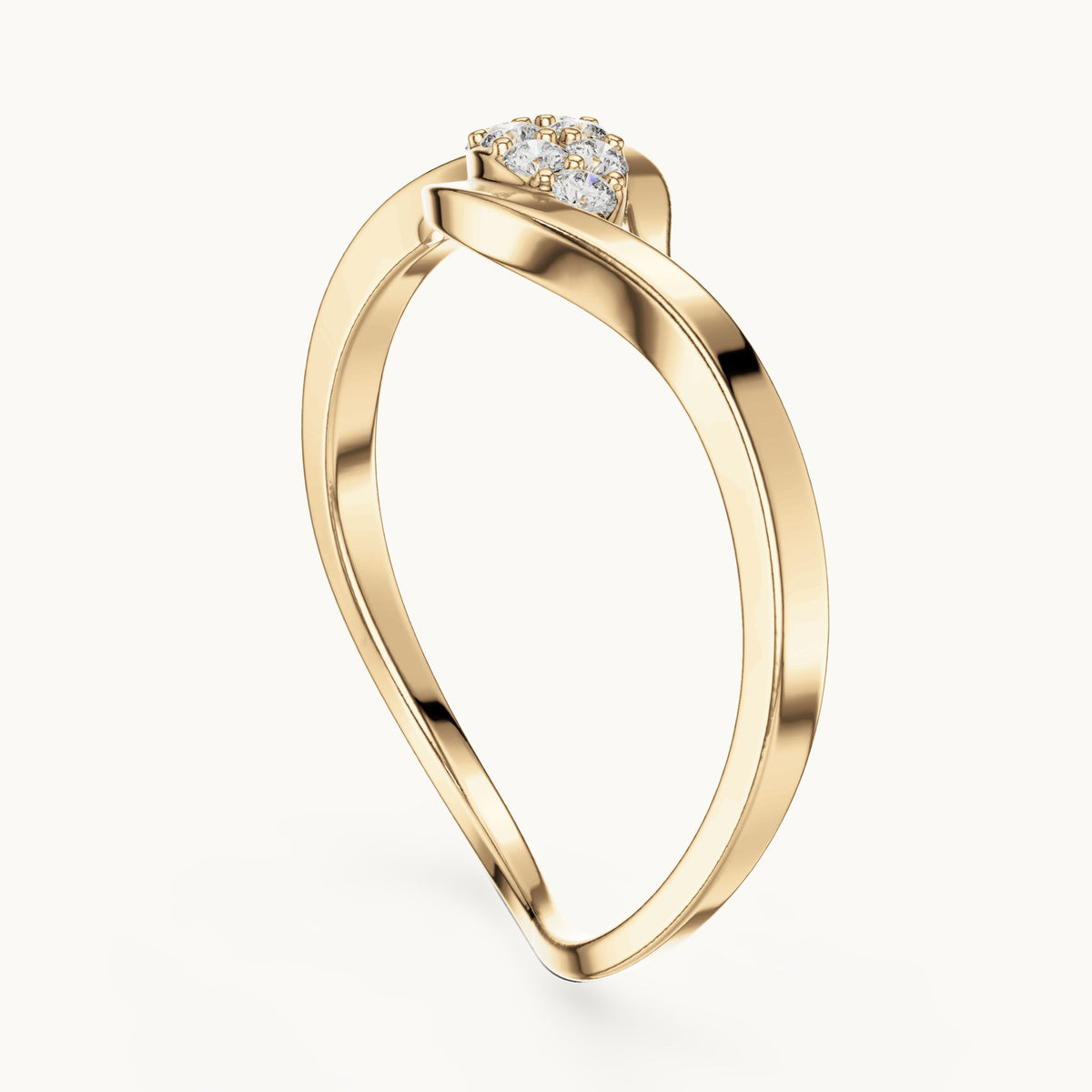 Round lab-grown diamond eye cluster wrap ring in yellow gold, 0.096 CT TW, view 1