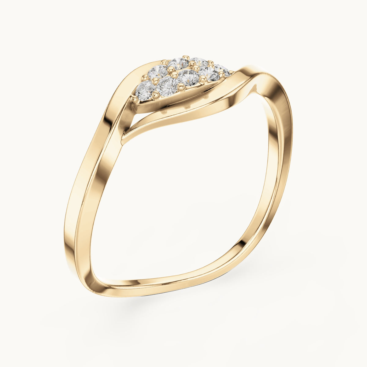 Round lab-grown diamond eye cluster wrap ring in yellow gold, 0.096 CT TW, view 2
