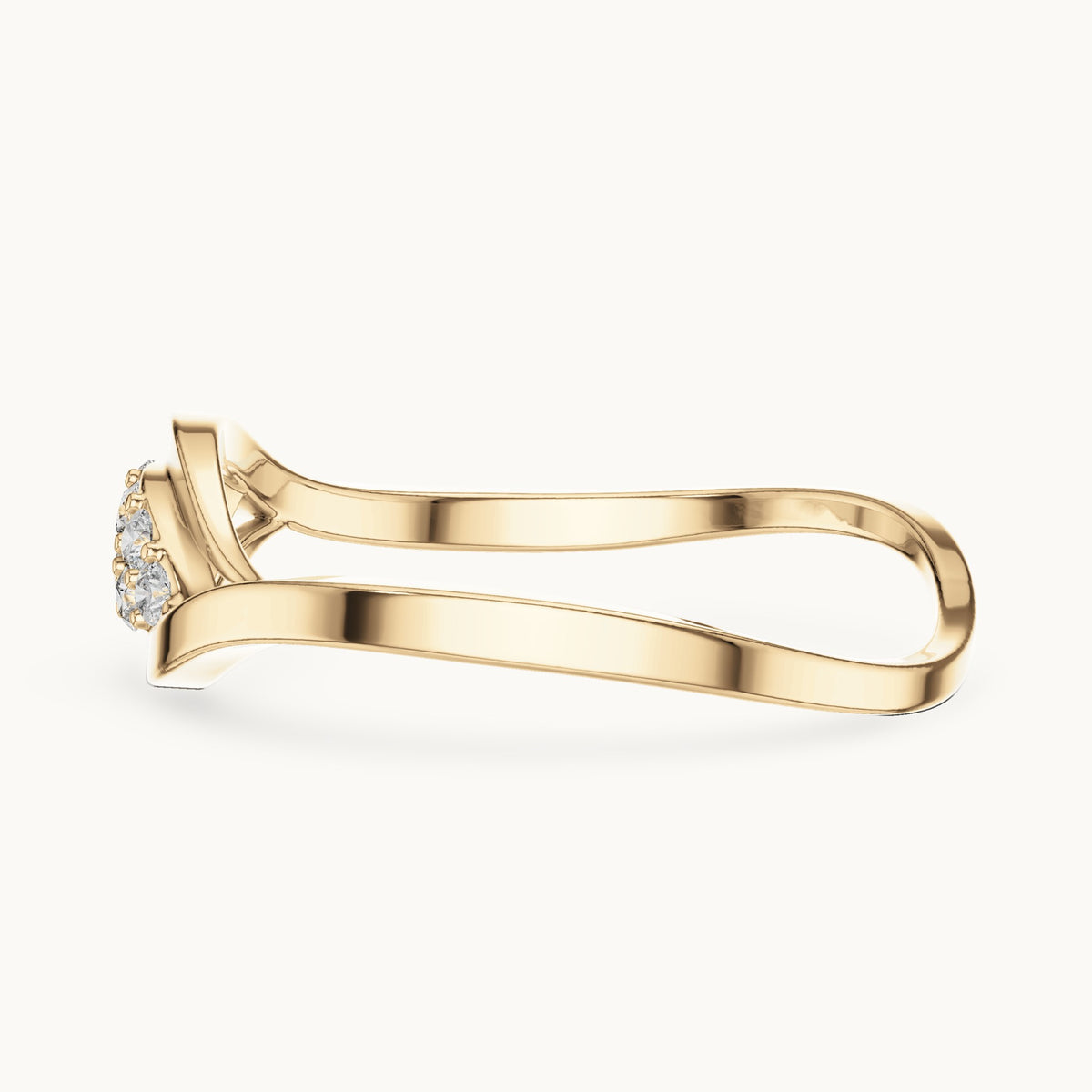 Round lab-grown diamond eye cluster wrap ring in yellow gold, 0.096 CT TW, view 3