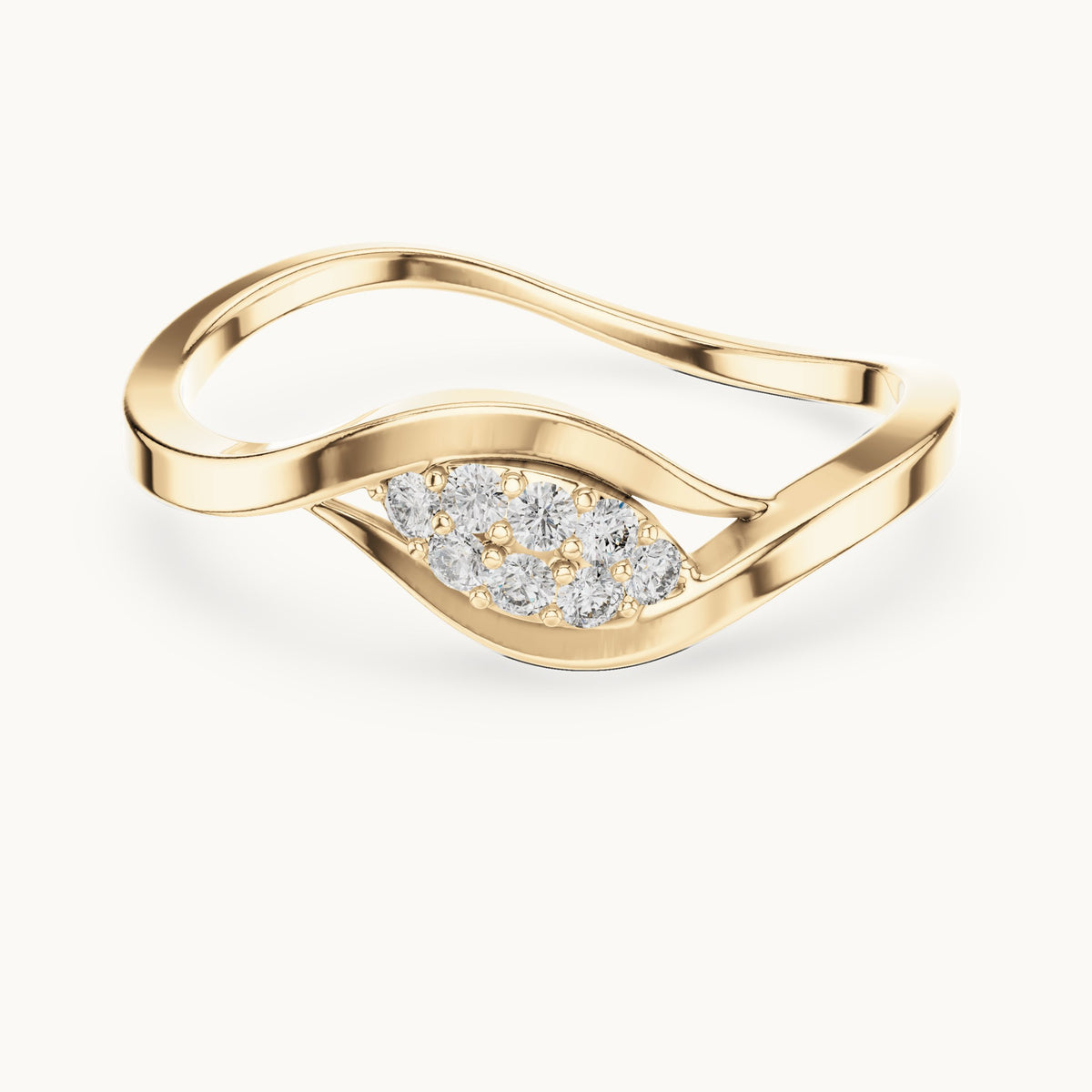 Round lab-grown diamond eye cluster wrap ring in yellow gold, 0.096 CT TW, view 4