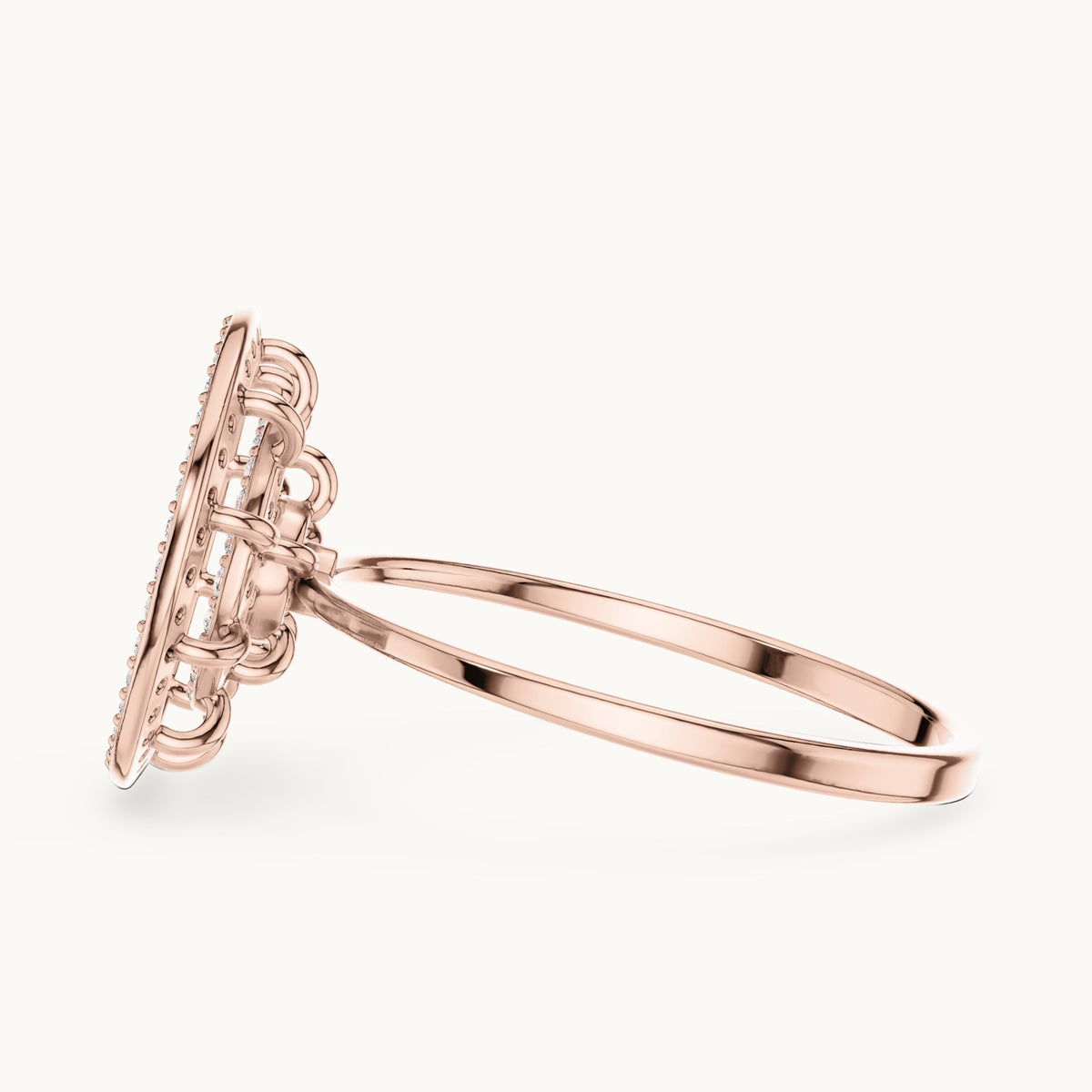 Round lab-grown diamond target halo medallion ring in rose gold, 0.301 CT TW, view 3