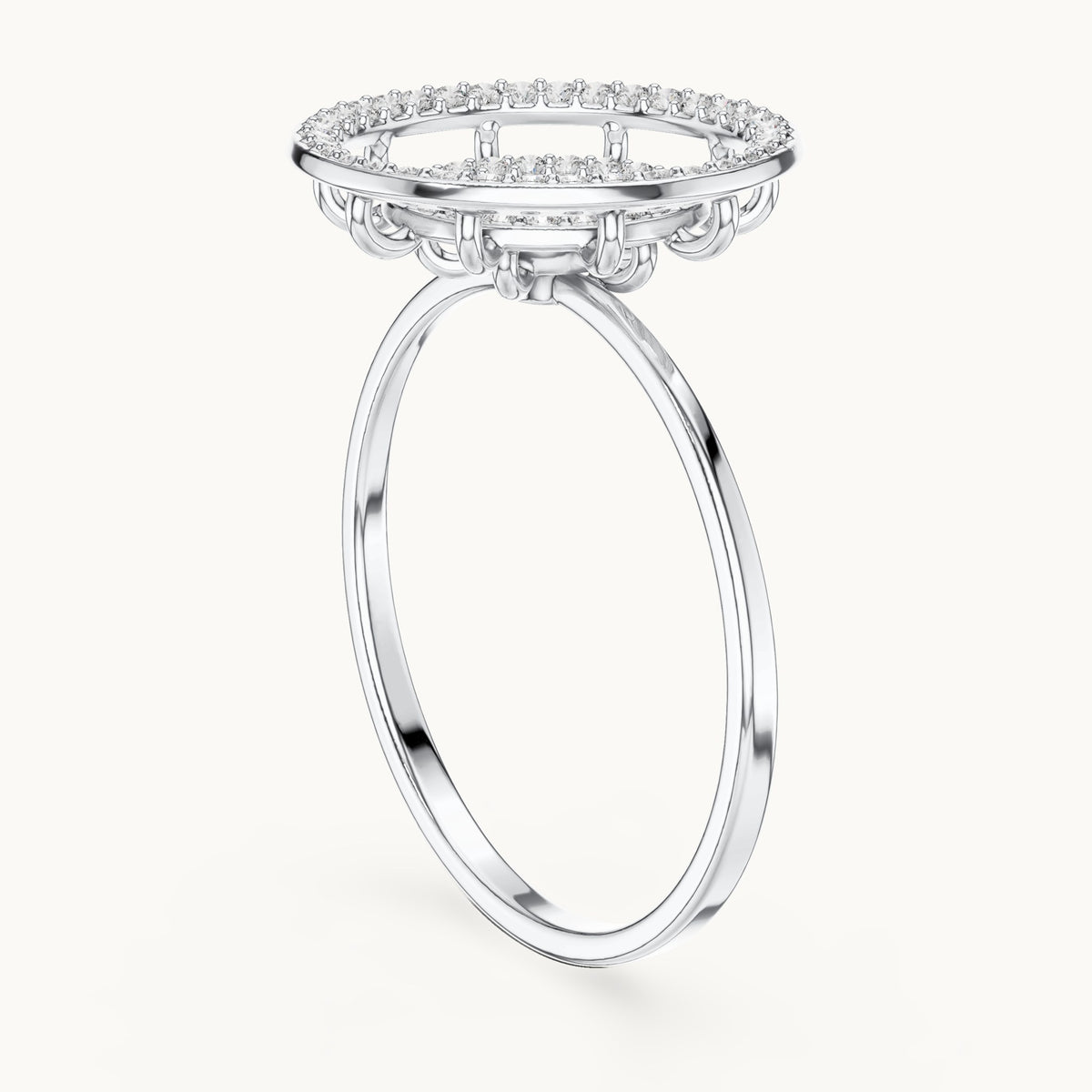 Round lab-grown diamond target halo medallion ring in white gold, 0.301 CT TW, view 1
