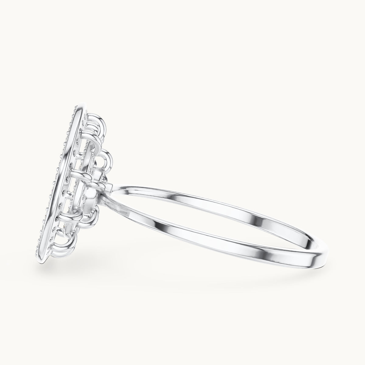 Round lab-grown diamond target halo medallion ring in white gold, 0.301 CT TW, view 3