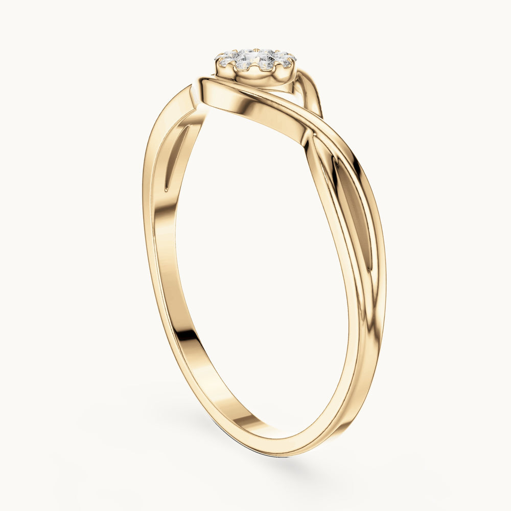 Round lab-grown diamond evil eye cluster ring in yellow gold, 0.085 CT TW, view 1