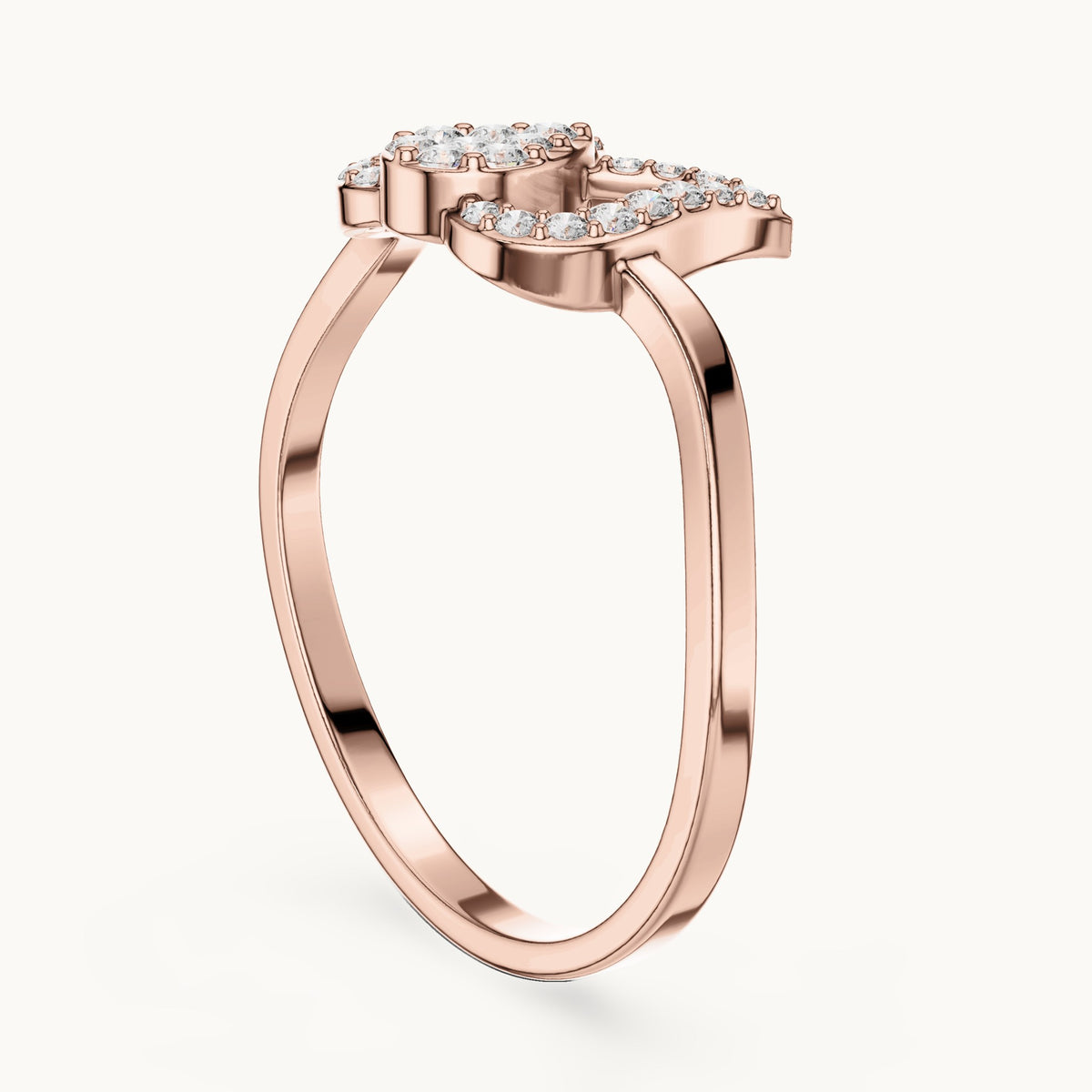 Round lab-grown diamond tulip outline ring in rose gold, 0.146 CT TW, view 1