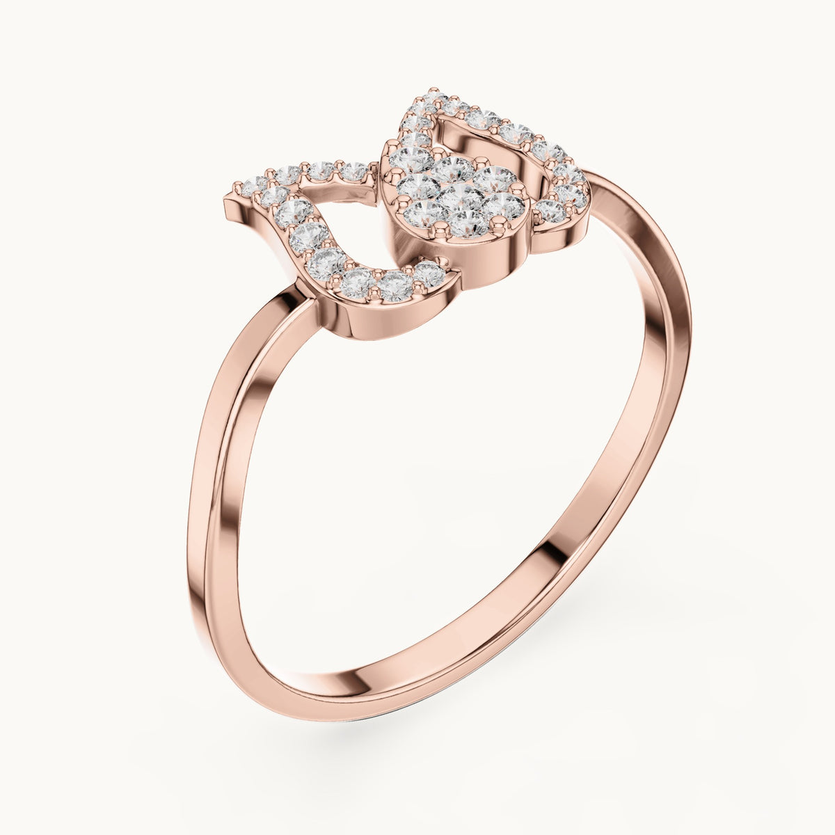 Round lab-grown diamond tulip outline ring in rose gold, 0.146 CT TW, view 2