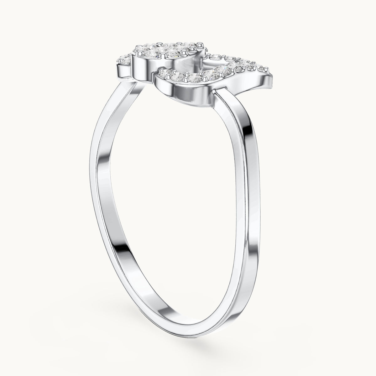 Round lab-grown diamond tulip outline ring in white gold, 0.146 CT TW, view 1