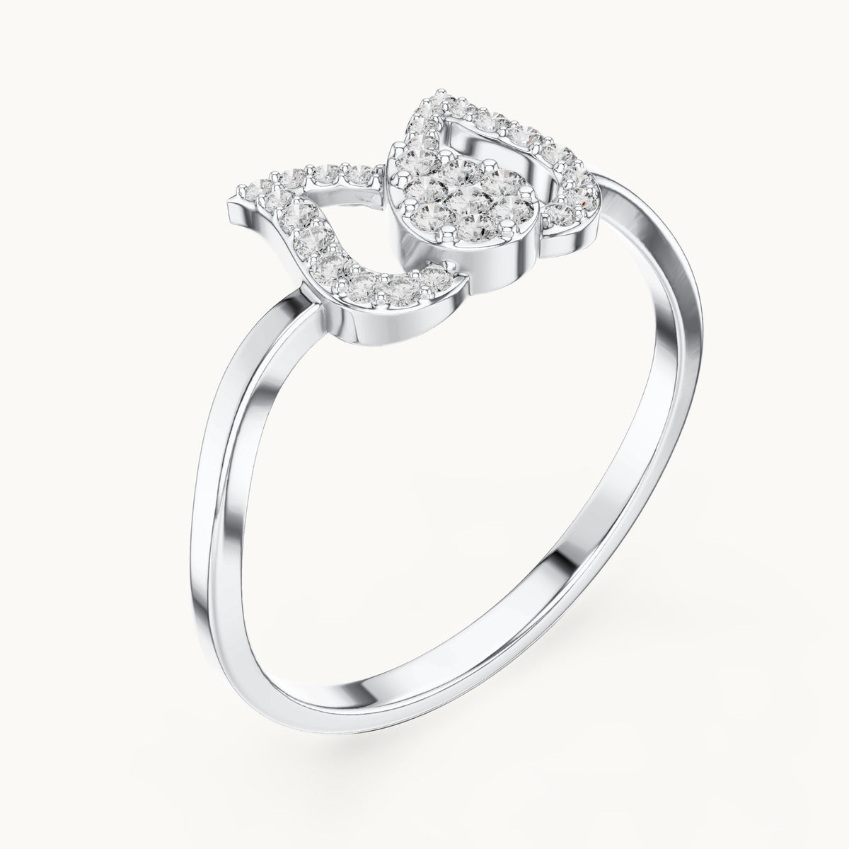 Round lab-grown diamond tulip outline ring in white gold, 0.146 CT TW, view 2