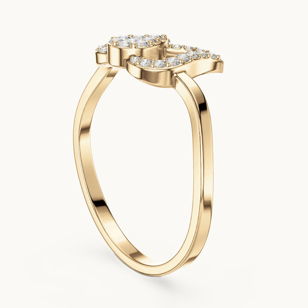 Round lab-grown diamond tulip outline ring in yellow gold, 0.146 CT TW, view 1