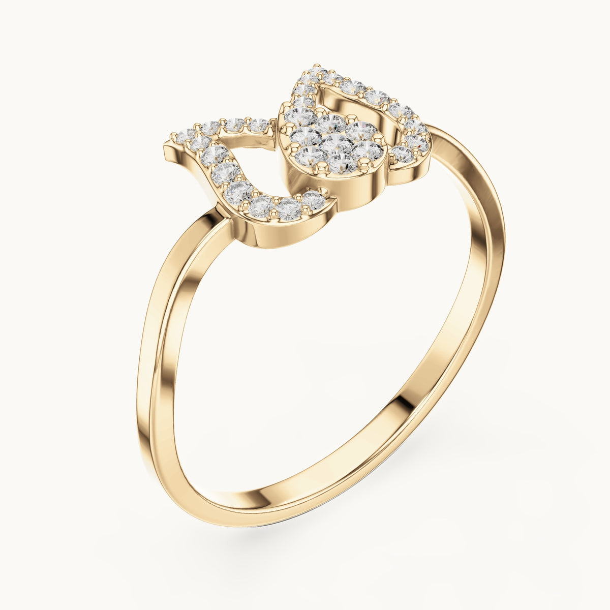 Round lab-grown diamond tulip outline ring in yellow gold, 0.146 CT TW, view 2