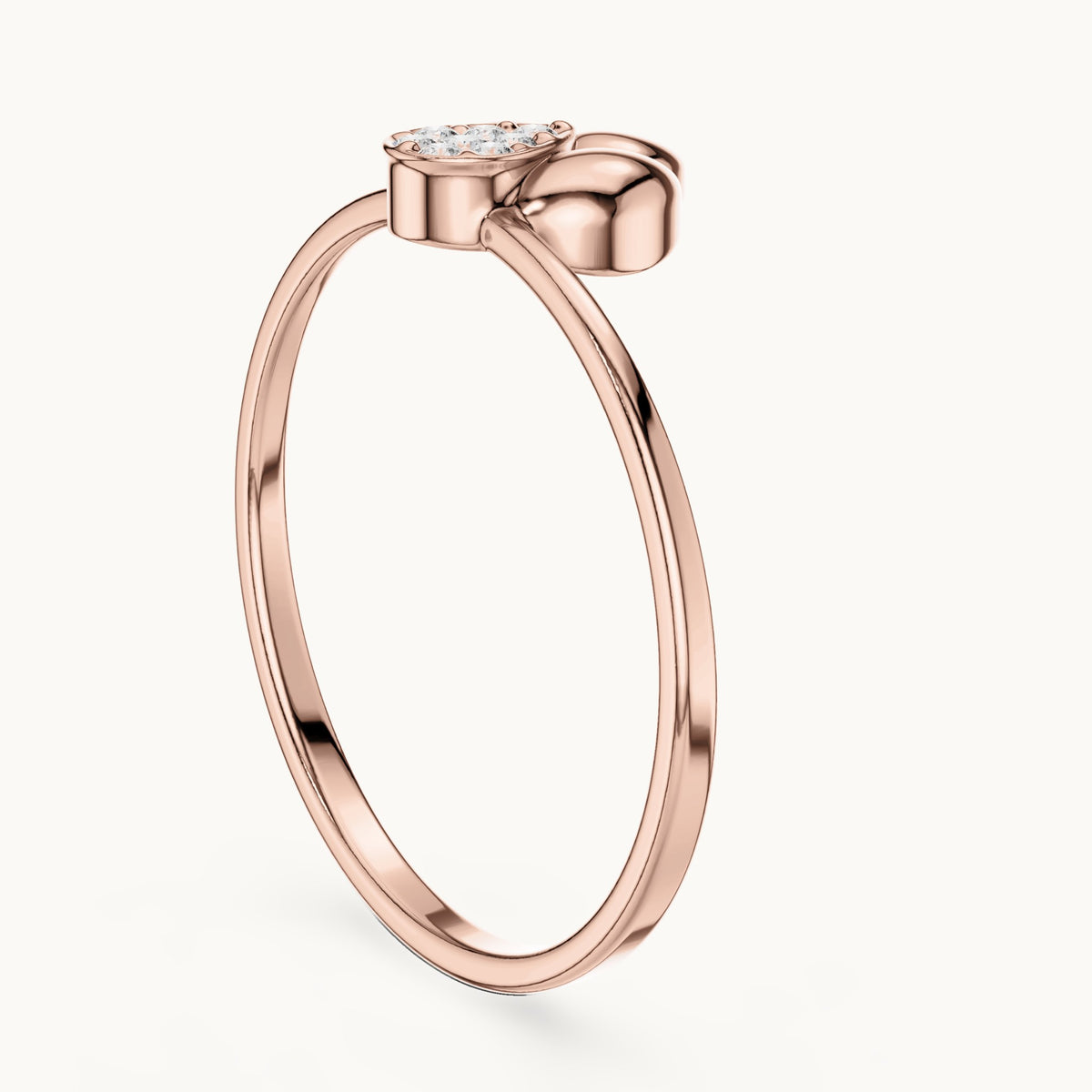 Round lab-grown diamond petite flower ring in rose gold, 0.045 CT TW, view 1