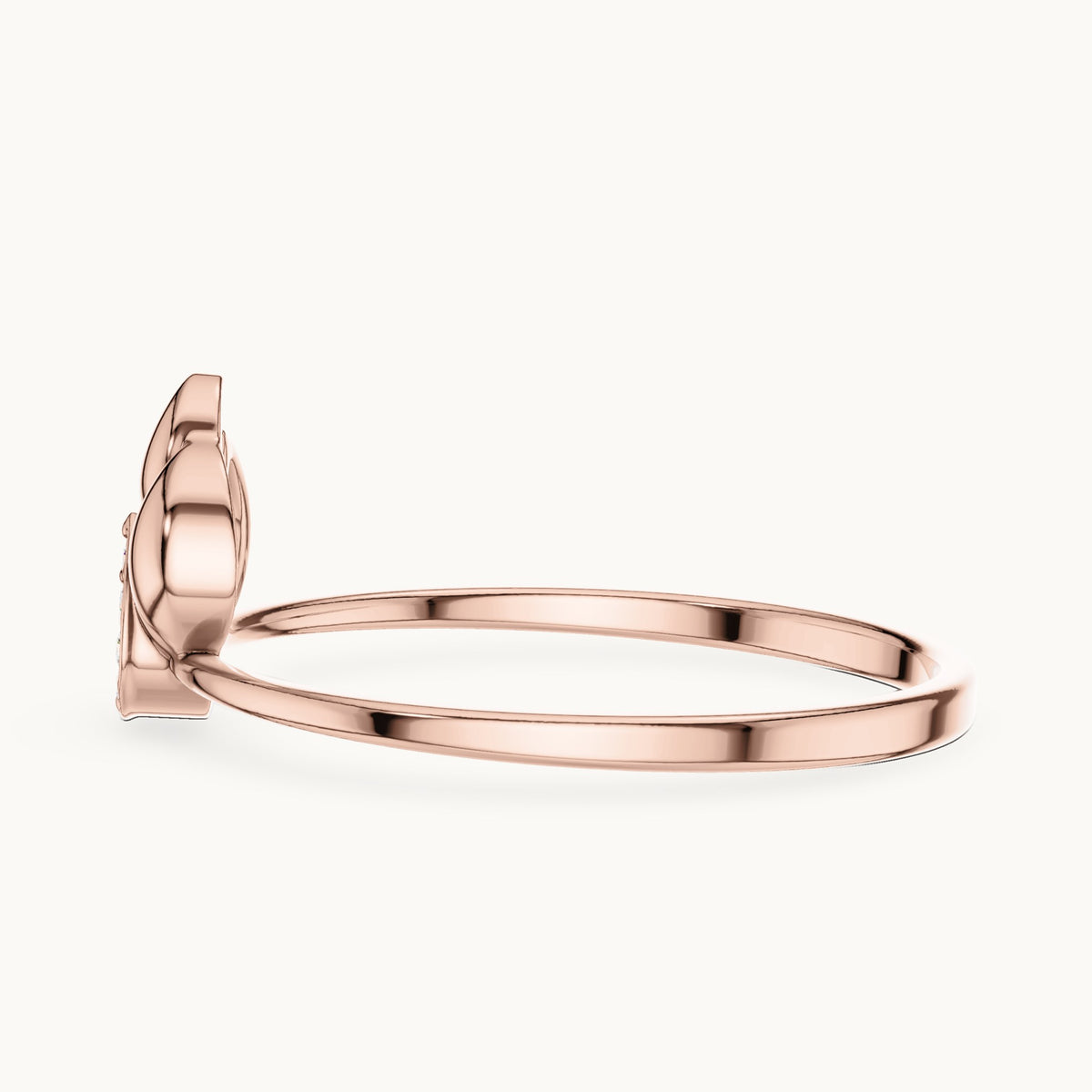 Round lab-grown diamond petite flower ring in rose gold, 0.045 CT TW, view 3
