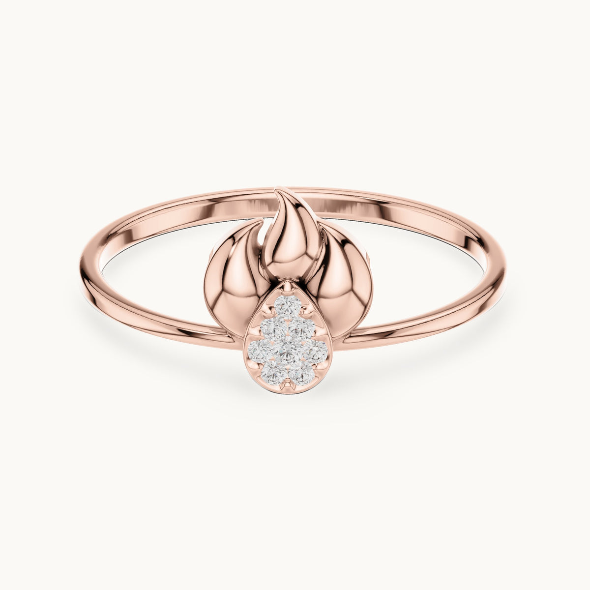 Round lab-grown diamond petite flower ring in rose gold, 0.045 CT TW, view 4