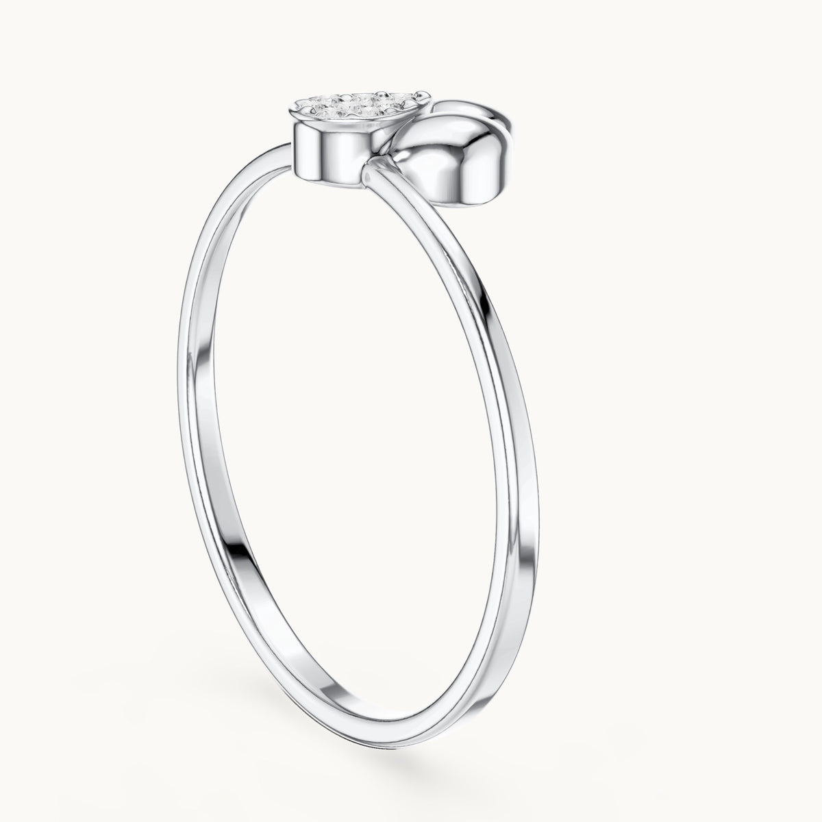 Round lab-grown diamond petite flower ring in white gold, 0.045 CT TW, view 1
