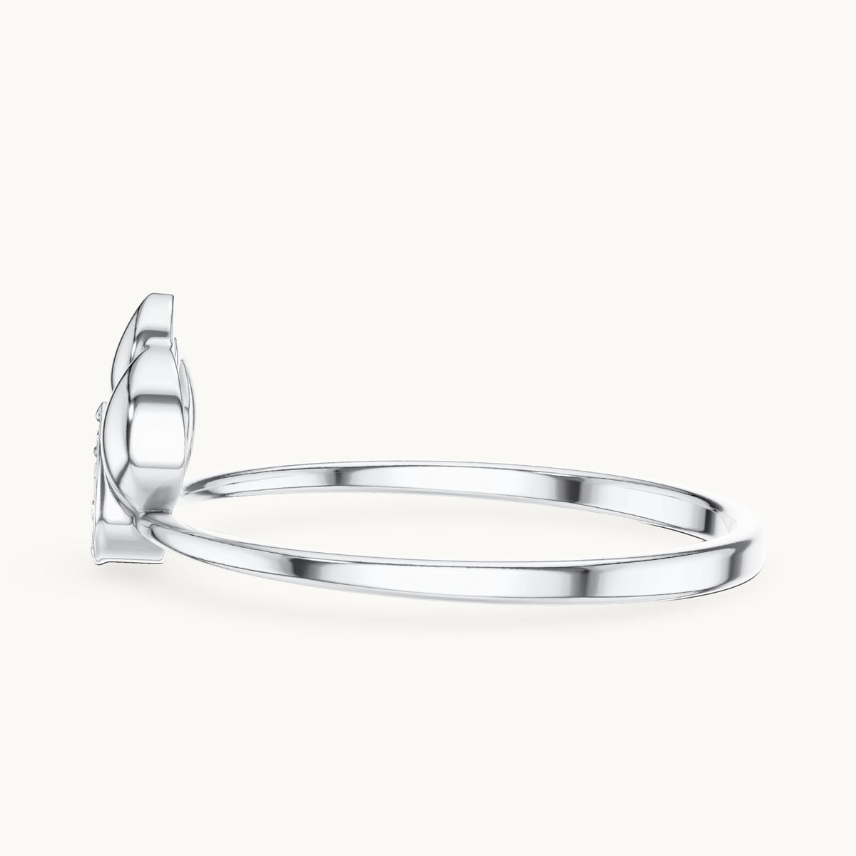 Round lab-grown diamond petite flower ring in white gold, 0.045 CT TW, view 3