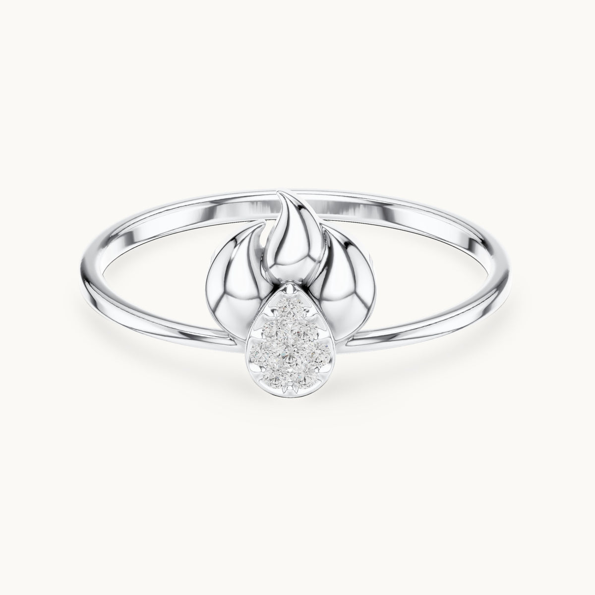 Round lab-grown diamond petite flower ring in white gold, 0.045 CT TW, view 4